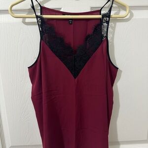 Express Burgundy Lace Trim Cami Top